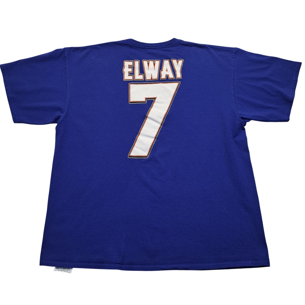 Majestic John Elway‎ Denver Broncos Mens 2XL Blue Excellent Hall of Fame Tee 7 - Picture 2 of 12
